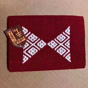 Vintage Japanese hand made folk craft embroidered cloth tissue dispenser